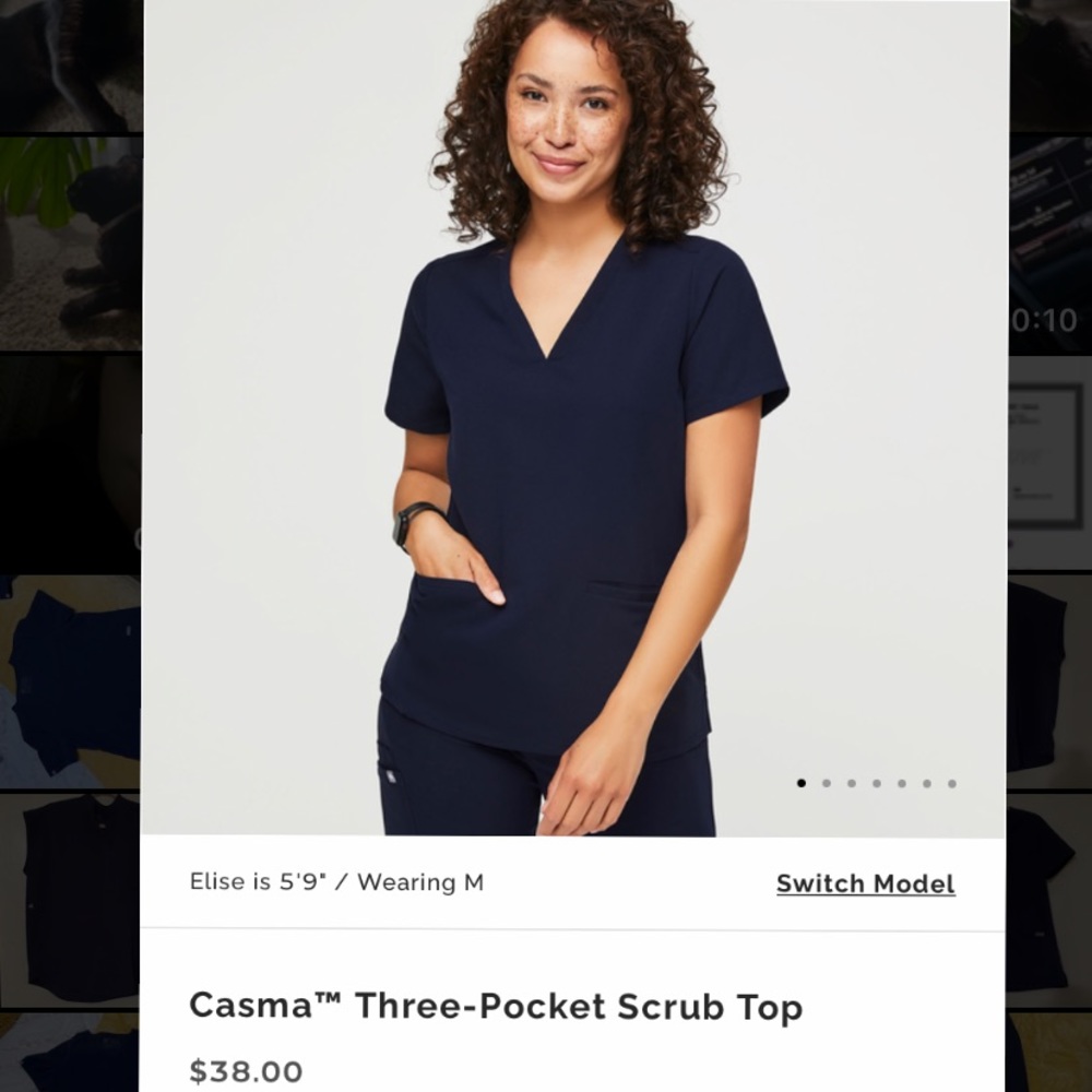 Figs Navy Scrub Top Medium